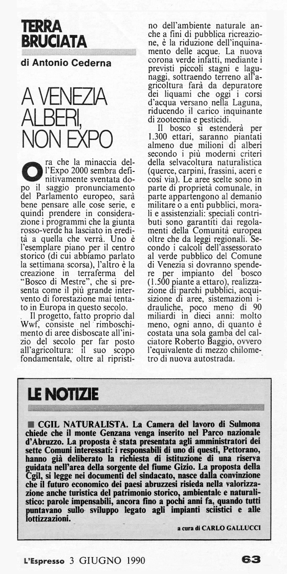 1990.06.03. L'espresso. Cgil naturalista